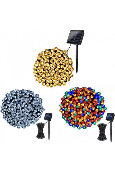 HSMKTP Christmas Decorations Set 3 x Solar Outdoor String Lights with 100 LEDs, total 30 m