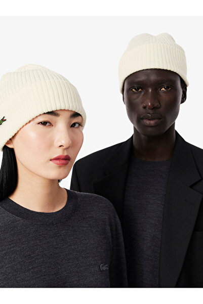 Lacoste Rib Knit Brushed Wool Beanie