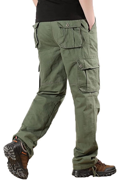 OEM Men's Breathable Casual Pants, Loose Fit with Side Pockets Green 30