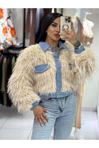 inci bayan giyim Denim Detail Fur