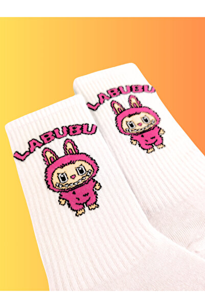 Shuttle Park Special Series Happy Colorful Labubu Patterned Socks Fun Comfortable Stylish Design Style Socks Combed Cotton White Socks