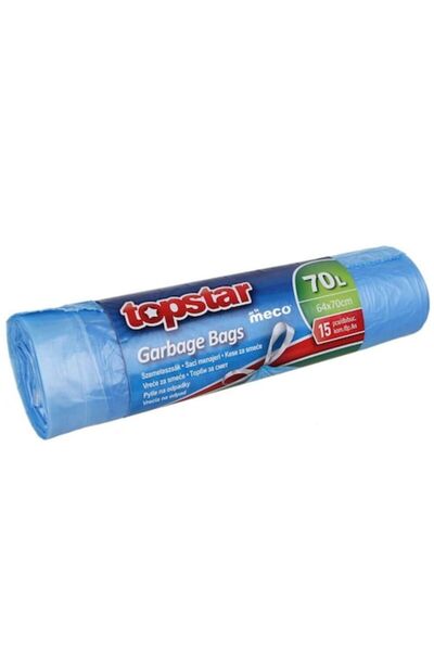 Topstar Garbage Bags with Drawstring, 70 L, 15 pcs/roll, Blue
