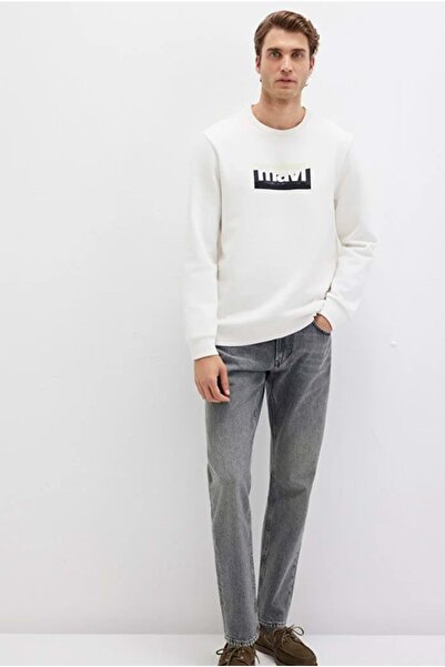 Mavi 0S10203 Logo Printed Men's Hooded Sweatshirt White