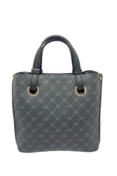 Armine Stylish Black Dotted Lace-Up Handbag Modern Convenient Bag