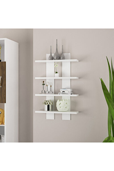 Artenova Wall shelf with 4 shelves, hanging, Nergis, white