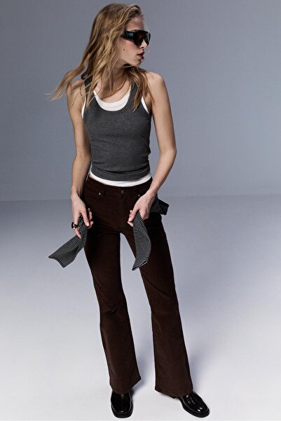 Stradivarius D74 çan paça kadife pantolon