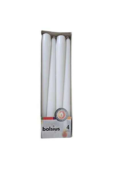 BISPOL Set of 4 tapered candles 24 cm, white