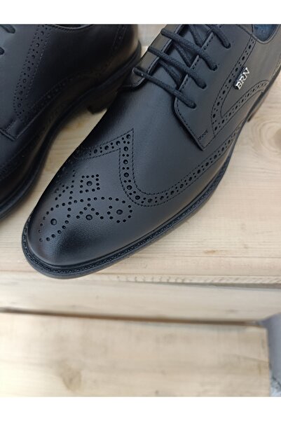 LİCCAS Men's Transitional : Autumn-Winter Classic Shoes Genuine Inner and Outer Leather Rubber Sole Lace-Up