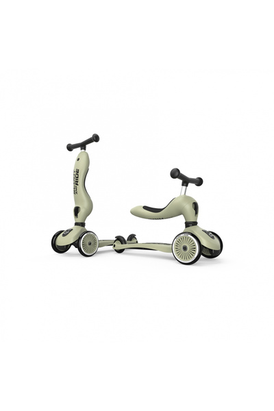 Scoot & Ride Trotineta copii cu sezut, transformabila 2in1, HighwayKick 1 Olive, 1-5 ani,