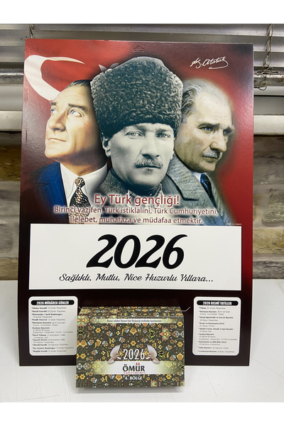 Ne Arasak Ömür Takvim Atatürk Imzalı 4.bölge 2026 Kartonlu Yapraklı Duvar Takvimi