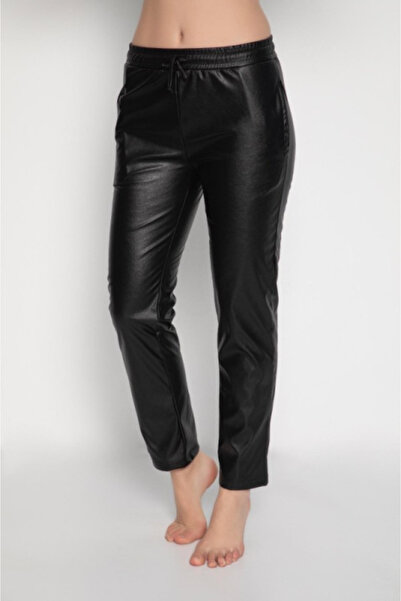 baki collection Women's faux leather pants, Black