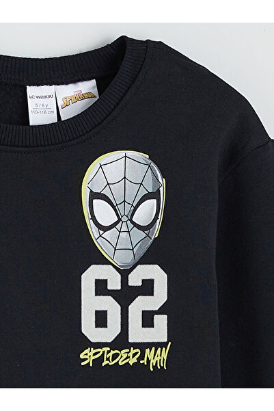 LC Waikiki Lcw Kids Black Spider-Man Printed Boy's Sweatshirt and Sweatpants