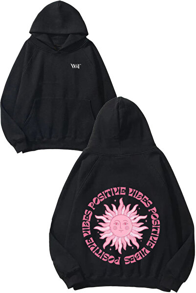THEWERT Позитивни вибрации Дизайн С качулка, с печат на гърба, черна