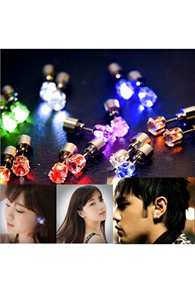 Generic LED Flashing Stud Earrings — Color-Changing Light-Up Studs (Pair of 2-MultiColor)