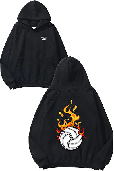 THEWERT Волейбол 10 Дизайн С гръб с печат Черна суитшърт с качулка