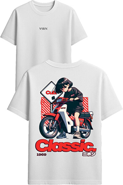 VSRN Κλασικό Σχέδιο Τυπωμένο Λευκό Oversize T-shirt