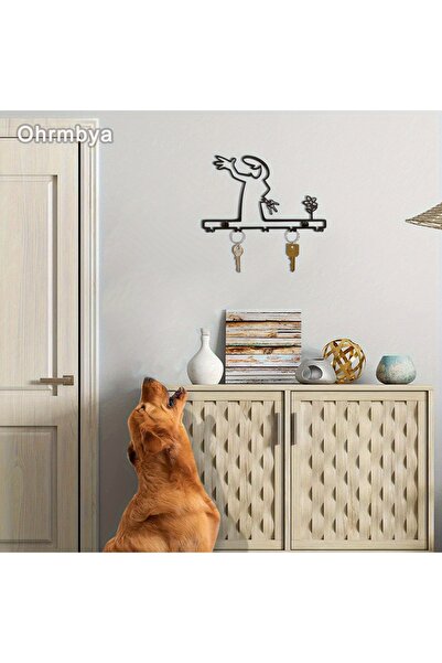 MYC Metal Key Holder Rack - Minimalist Bird Figured Wall Decor (Black)