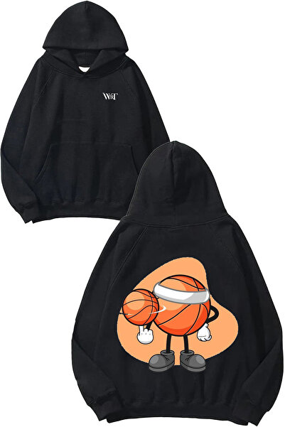 THEWERT Basketball 6 Design Back Printed Black Hooded Sweatshirt
