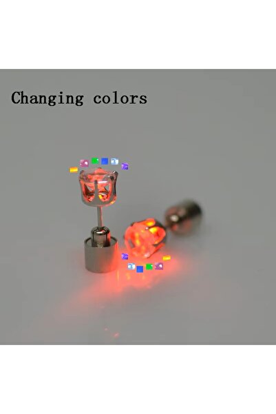 Generic LED Flashing Stud Earrings — Color-Changing Light-Up Studs (Pair of 2-MultiColor)
