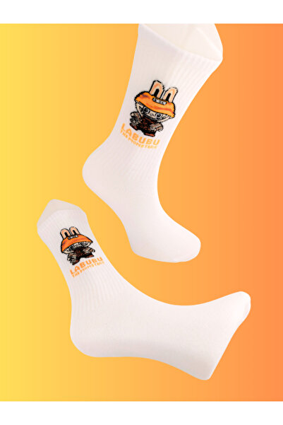 Shuttle Park Special Series Happy Colorful Labubu Patterned Socks Fun Comfortable Stylish Design Style Socks Combed Cotton White Socks