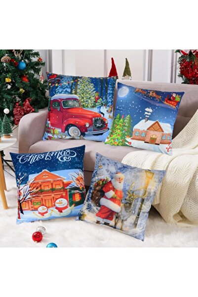 DELPI Set of 4 Decorative Christmas Pillow Covers, 45x45 cm