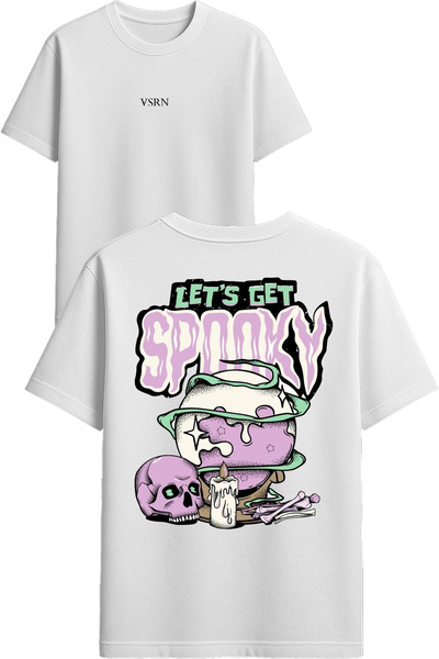 VSRN Să facem un tricou alb oversize cu imprimeu design spookv