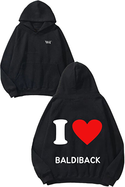 THEWERT Volim Baldiback Design Back Štampano crnu Sa kapuljačom majicu