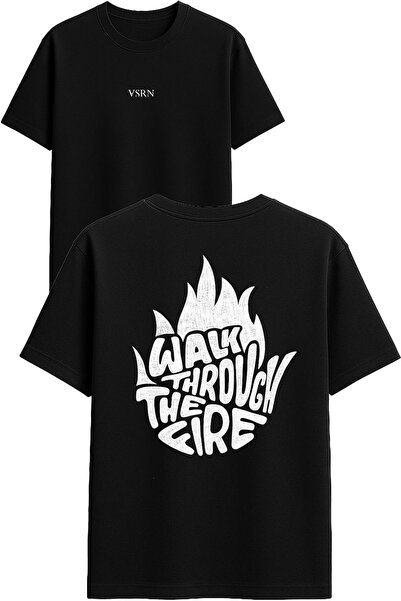 VSRN Tricou oversize negru cu imprimeu Walk Through Design