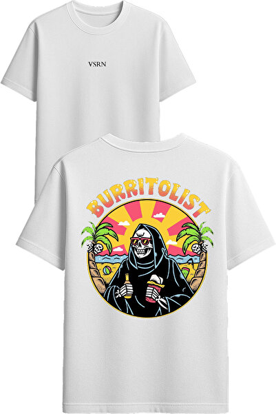VSRN تي شيرت بيريتوليست ديزاين مطبوع أبيض قصة فضفاضة