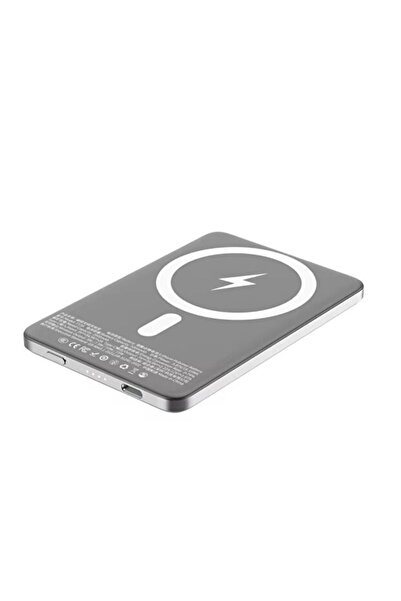 MyTechCat Manyetik Kablosuz Şarj Alüminyum Alaşım Powerbank- 5000mAh Hızlı Şa...