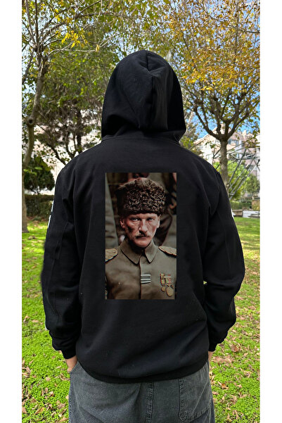 MODA Mustafa Kemal Atatürk cu imprimeu Hanorac negru pentru copii pentru adul...