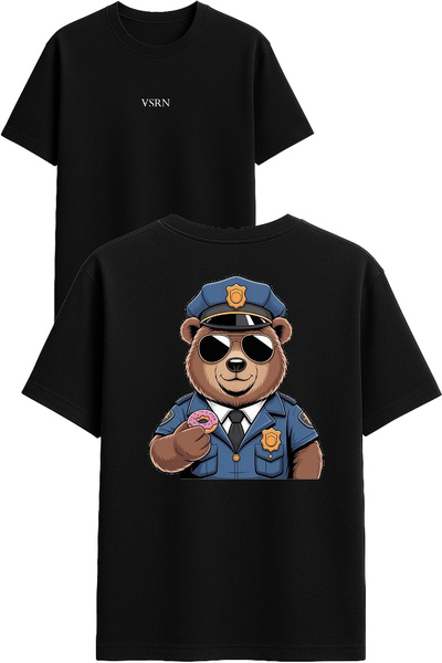 VSRN تي شيرت دينات ييين آي آي إم ديزاين مطبوع أسود قصة فضفاضة