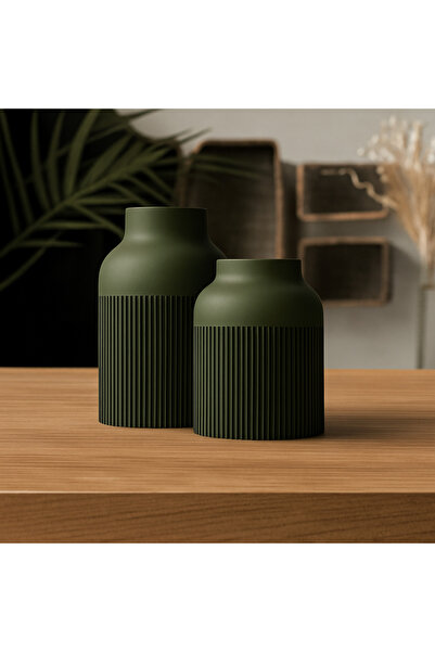 Homentum Olea | Vază decorativă japandi cu textură verticală fină și finisaj mat