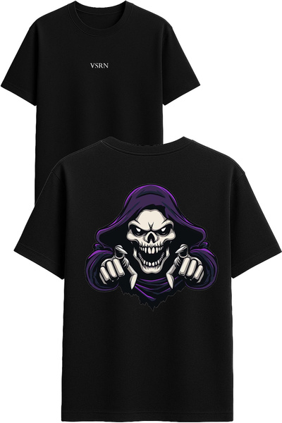 VSRN Tricou oversize negru cu imprimeu design Ghost