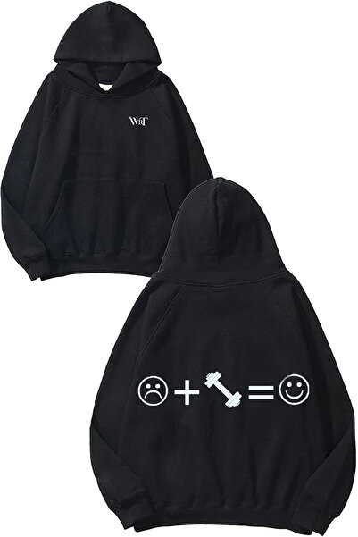 THEWERT سترة رياضية مطبوع باللون الأسود بغطاء رأس من GYM 31