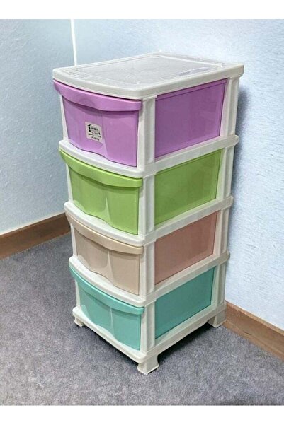 house el izz Home Ease 4-Drawer Wide Plastic Storage Unit – Soft Pastel Colors