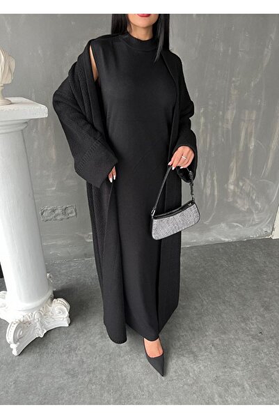 GİYSİ DÜNYASI 57 Triko Kumaş Hirka Kisa Kollu Elbi̇se 2 Li̇ Taki̇t