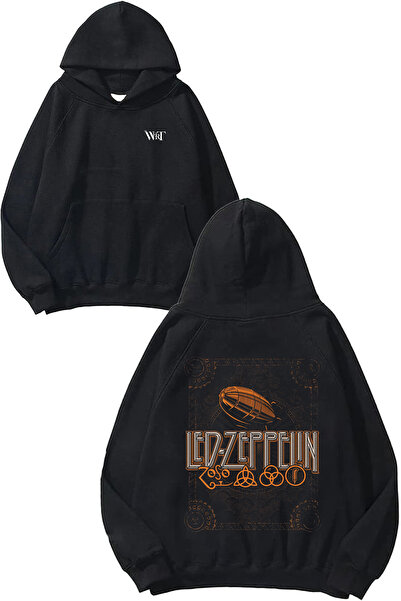 THEWERT Led Zeppelin 8 Design Back Printed Black Hooded Sweatshirt