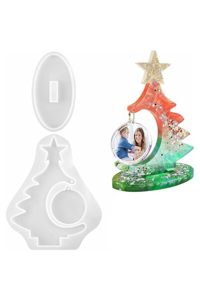 DELPI Set de matrițe flexibile din silicon pentru realizarea bradului de Crăciun, pentru meșteșuguri, rășină, 21 x 17 cm