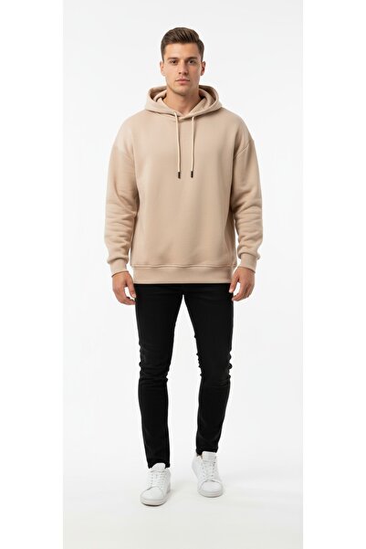 gigigiyim Beige Oversized Three Thread Unisex Sweatshirt