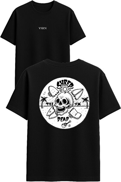 VSRN Tricou oversize negru cu imprimeu Shred dead Design
