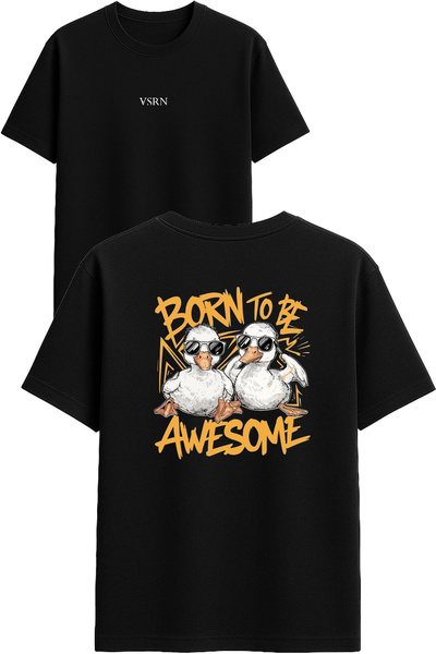 VSRN Born to be Tasarım Μπλουζάκι με στάμπα, μαύρο, oversized