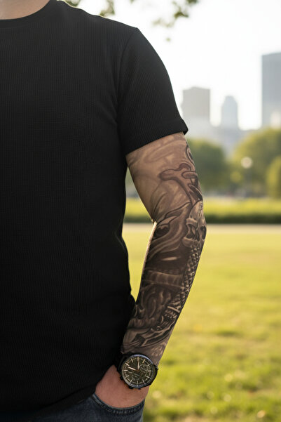 Lavmi Giyilebilir Dövme Çift Kol 2 Adet Kol Çorap Dövmesi Sleeve Tattoo Model70