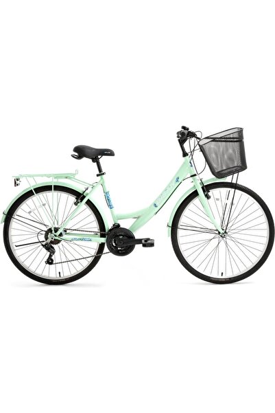 Bisan Lotus Mint Yeşil 24 Jant Şehir Bisikleti – Sepetli – 21 Vites Kadın Mod...