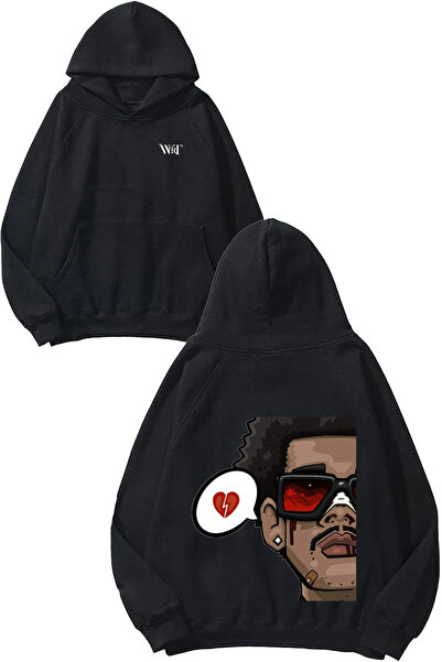 THEWERT The Weeknd Дизайн Слайд с качулка и печат на гърба, черен