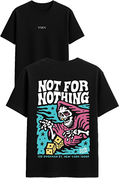 VSRN Not for Nothing Design Printed Black Oversized t Shirt