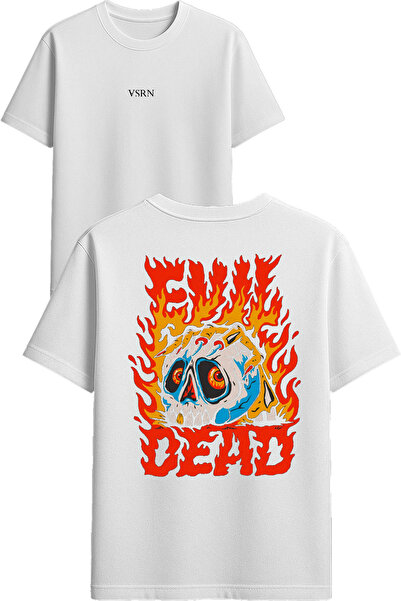 VSRN Bela majica sa širokim krojem i printom Evil Dead dizajna