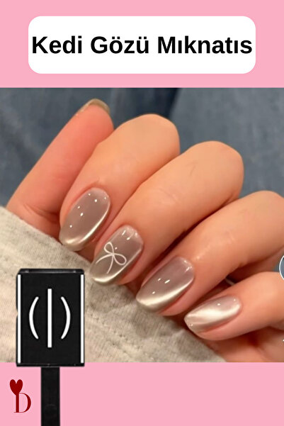 Dami Beauty Oval/Yuvarlak Kedi Gözü Tırnak Mıknatısı - Yay/Fiyonk Cat Eye Oje...