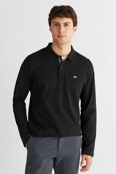 Gant Men's Black Regular Fit Polo Neck Polo