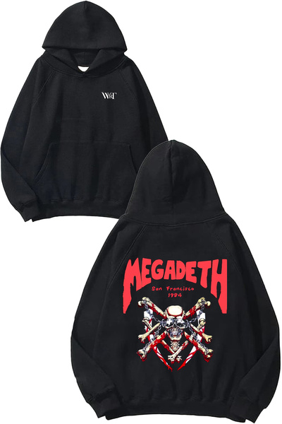 THEWERT Megadeth 25 Design Back cu imprimeu Negru cu glugă Swea tricou